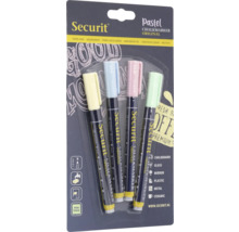 Securit Kreidemarker Set mit vier Stiften in Pastellfarben für Tafel, Glas, Spiegel, Kunststoff, Metall und Keramik