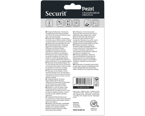 Securit Pastel Kreidemarker Original Produktverpackung mit Anwendungsbeschreibung