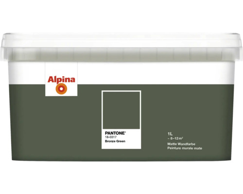 Alpina Wandfarbe Pantone 18-0317 bronze green 2,5l Alpina Wandfarbe, Bronze Green, 1 Liter, matte Oberfläche