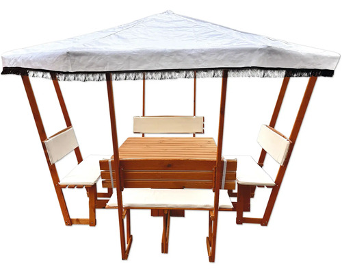 Holzpavillon mit Tisch, Bänken und Überdachung für den Gartenbereich