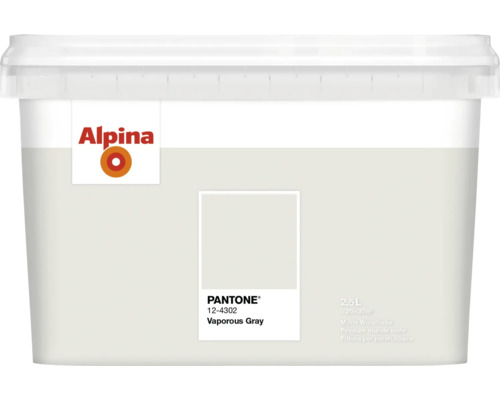 Alpina Wandfarbe Pantone 12-4302 valpinaorous gray 2,5l Alpina Wandfarbe in hellgrauer Farbe, 2,5 Liter Eimer