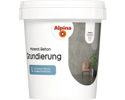 Alpina Mineral Beton Grundierung in einem weißen Eimer