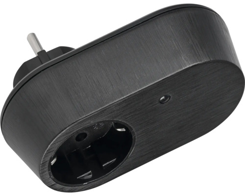 Schwarzer Schutzkontakt-Steckdosenadapter
