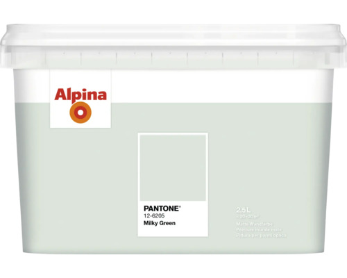 Alpina Wandfarbe Pantone 12-6205 milky green 2,5l Alpina Wandfarbe, Milchiges Grün, 2,5 Liter, matte Oberfläche
