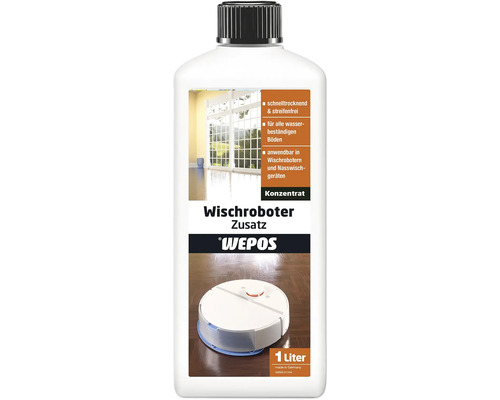 WEPOS Wischroboter Zusatz, ein Liter Flasche mit Reinigungsmittelkonzentrat