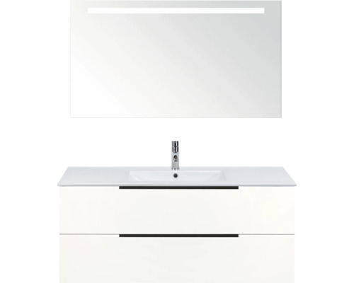 Waschtischkombination mit Waschbecken, Unterschrank und Spiegel mit Beleuchtung