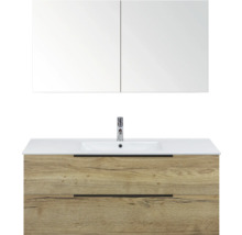 Badezimmermöbel-Set mit Waschtisch, Unterschrank mit zwei Schubladen und Spiegelschrank