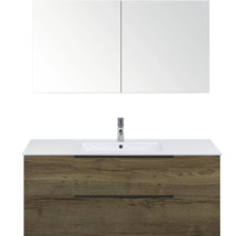 Waschtisch mit Spiegel und Holzunterschrank