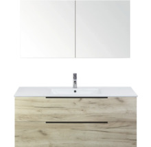 Badezimmermöbel-Set mit Waschtischunterschrank, Aufsatzwaschbecken und Spiegelschrank