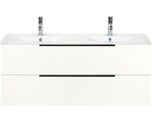 Waschtischunterschrank mit zwei Waschbecken und zwei Schubladen