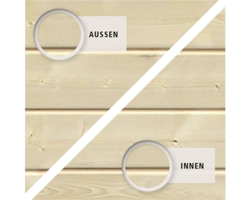 Außen- und Innenansicht von Holz