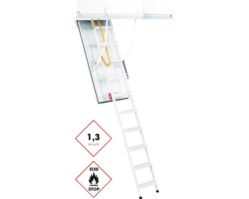 Einschubtreppe aus Metall mit Wärmedämmwert und Feuerwiderstandsklasse