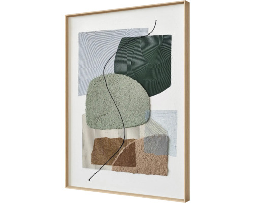 Abstraktes Wandbild mit Holzrahmen