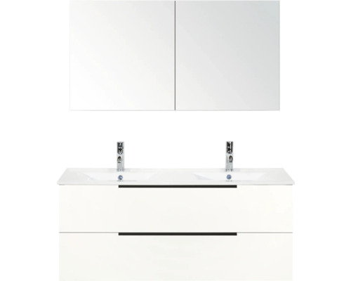 Doppelwaschtisch mit Unterschrank und Spiegelschrank für das Badezimmer