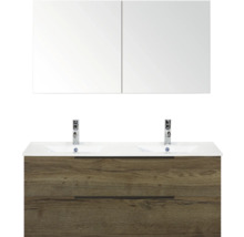 Waschtisch mit zwei Waschbecken, Schubladen und Spiegelschrank