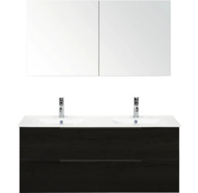 Badezimmermöbel-Set mit Doppelwaschbecken, Unterschrank und Spiegelschrank
