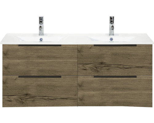 Waschtischunterschrank mit vier Schubladen und zwei Waschbecken