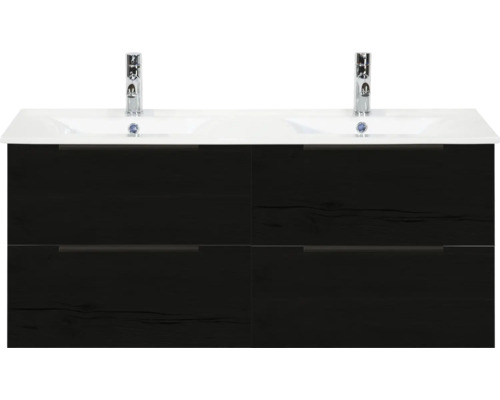 Waschtischunterschrank mit zwei Waschbecken und vier Schubladen