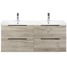 Waschtischunterschrank mit vier Schubladen und zwei Waschbecken