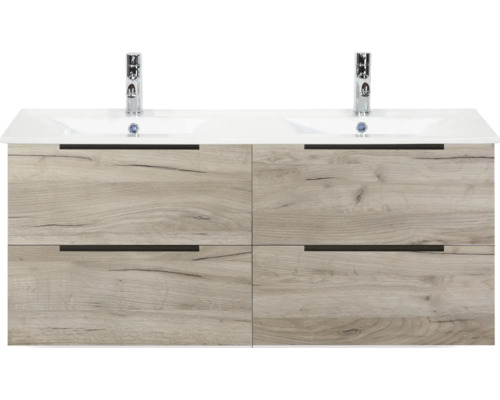 Waschtischunterschrank mit vier Schubladen und zwei Waschbecken