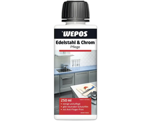 WEPOS Edelstahl- und Chrompflege, 250 ml Flasche