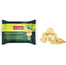 Verpackung von Mr. Corn Premium Meisenknödel ohne Netz und eine Portion Meisenknödel
