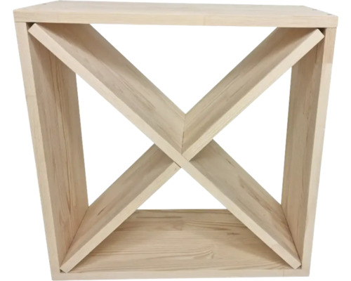 Weinregal aus Holz mit X-förmigem Design