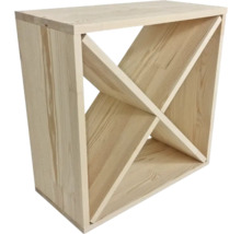Weinregal aus Holz mit X-förmiger Unterteilung