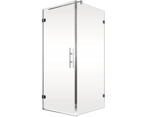 Drehtüre mit Seitenwand Schulte Davita 900x900x2000 mm Türanschlag links Seitenwandanschlag rechts Echtglas Klarhell chrom