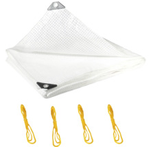 Weiße Gewebeplane mit Ösen und Spannseilen