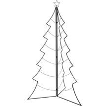 Kontur eines stilisierten Weihnachtsbaums mit Sternspitze und integrierter Beleuchtung