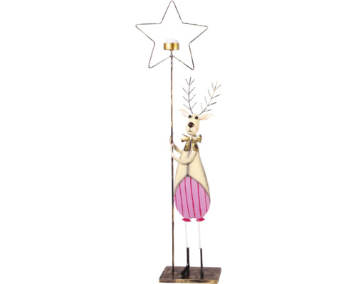 Dekorative Rentierfigur mit sternförmiger Kerzenhalterung