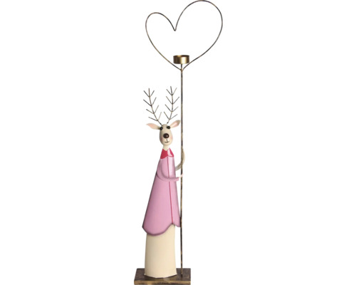 Dekorative Rentierfigur mit Teelichthalter in Herzform