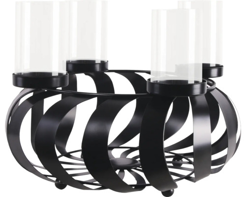 Kerzenhalter mit Glaseinsätzen und Metallgestell