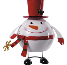 Schneemann Figur mit Zylinderhut und Schal als Dekoration