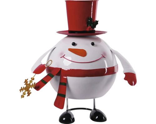 Schneemann Figur mit Zylinderhut und Schal als Dekoration