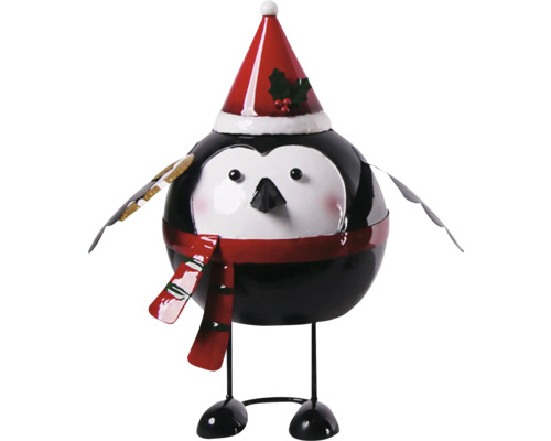 Dekofigur Vogel mit Weihnachtsmütze und Schal