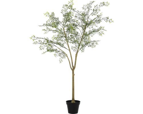 Künstlicher Baum im Topf mit grünen Blättern zur Dekoration