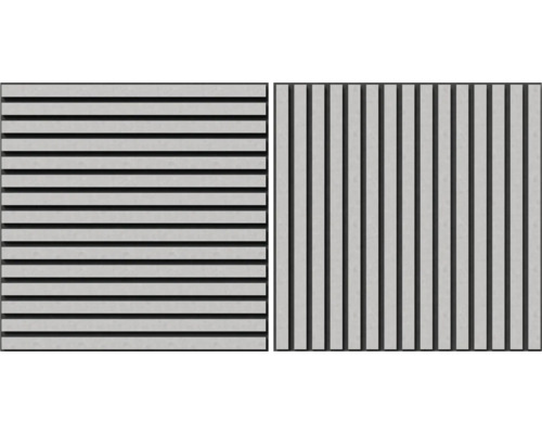 Zwei Ansichten einer Fassadenverkleidung mit horizontaler und vertikaler Ausrichtung