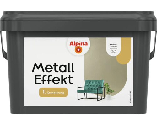 Alpina Grundierung Effektfarbe Metall Farbeffekt gold 2,5 l Eimer Alpina Metall Effekt Grundierung für circa 7 bis 10 Quadratmeter