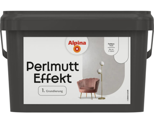 AlpinaGrundierung Effektfarbe Perlmutt Farbeffekt weiß 2,5 l Eimer Alpina Perlmutt Effekt Grundierung