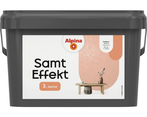 Alpina Effektfarbe Samt Farbeffekt alpinaricot 2,5 l Eimer Alpina Samt Effekt Farbe Aprikot für Innenräume