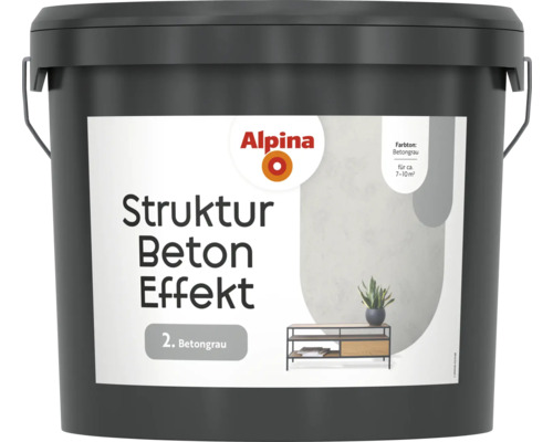Alpina Effektfarbe Strukturbeton Farbeffekt betongrau 20 kg Eimer Alpina Struktur Beton Effekt Farbe Betongrau