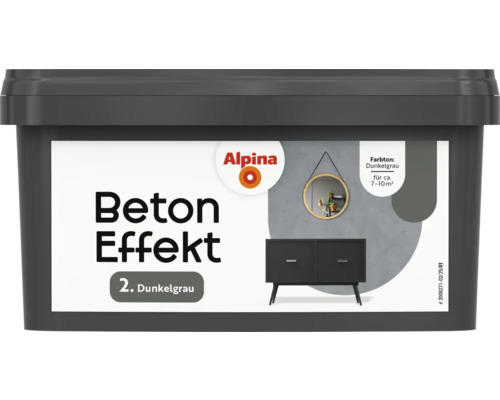 Alpina Effektfarbe Beton Farbeffekt dunkelgrau 1 l Alpina Beton Effekt Farbe Dunkelgrau im Eimer