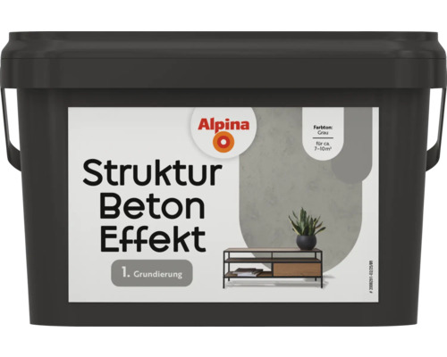Alpina Grundierung Effektfarbe Strukturbeton Farbeffekt grau 2,5L Eimer Struktur Beton Effekt Grundierung von Alpina