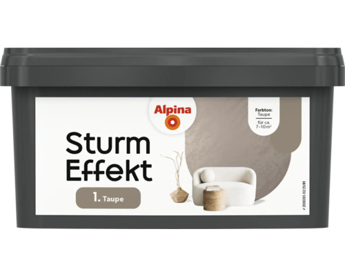 Alpina Effektfarbe Sturm Farbeffekt taupe 1 l Alpina Sturm Effekt Innenfarbe Taupe für circa 7 bis 10 Quadratmeter im Eimer