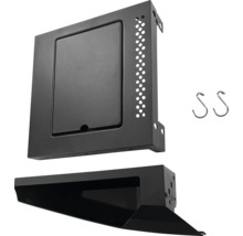 Grillzubehör-Set bestehend aus einer Aufbewahrungsbox mit Klappe, einer Halterung und zwei Haken