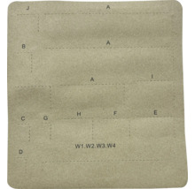 Vorlage mit verschiedenen Formen und Buchstaben zur Verwendung als Bastelvorlage