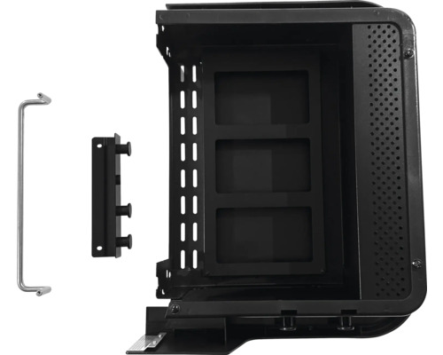 Schwarzer Gehäuseeinsatz mit Griff und Halterung