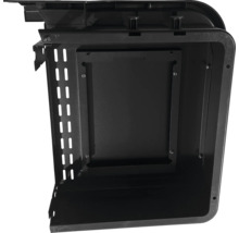 Innenansicht einer schwarzen Gehäusekonstruktion.